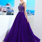 A-Line/Princess Sleeveless Chiffon Scoop Crystal Floor-Length Dresses DEP0002539