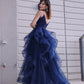A-Line/Princess Tulle Layers V-neck Sleeveless Floor-Length Dresses DEP0001365