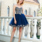 A-Line/Princess Sweetheart Sleeveless Applique Short/Mini Net Dresses DEP0002638