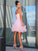 A-Line/Princess Charmeuse Spaghetti Straps Hand-Made Flower Sleeveless Short/Mini Homecoming Dresses DEP0004171