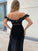 A-Line/Princess Off-the-Shoulder Velvet Hand-Made Flower Sleeveless Floor-Length Dresses DEP0004717