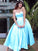Ball Gown Spaghetti Straps Sleeveless Satin Ruffles Tea-Length Homecoming Dresses DEP0002094