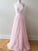 A-Line/Princess Sleeveless Halter Tulle Lace Sweep/Brush Train Dresses DEP0002260