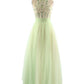 Ball Gown Sleeveless Halter Beading Floor-Length Tulle Dresses DEP0002713