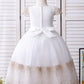Ball Gown Lace Hand-Made Flower Scoop Short Sleeves Ankle-Length Flower Girl Dresses DEP0007514