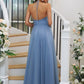 A-Line/Princess Tulle Ruched Halter Sleeveless Floor-Length Bridesmaid Dresses DEP0004960