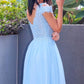 A-Line/Princess Floor-Length Off-the-Shoulder Sleeveless Chiffon Applique Dresses DEP0001475