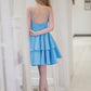 A-Line/Princess Straps Sleeveless Satin Ruffles Short/Mini Dresses DEP0004251