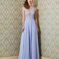 A-Line/Princess Scoop Sleeveless Floor-Length Applique Chiffon Dresses DEP0002687