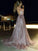 A-Line/Princess Ruffles Sequins Sweep/Brush Train V-neck Sleeveless Dresses DEP0004178