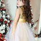 A-Line/Princess Organza Sequin Scoop Sleeveless Tea-Length Flower Girl Dresses DEP0007551