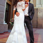 Trumpet/Mermaid Off-the-Shoulder 1/2 Sleeves Lace Sweep/Brush Train Wedding Dresses DEP0006056