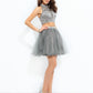 A-line/Princess High Neck Ruffles Sleeveless Short Net Two Piece Dresses DEP0008215