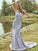Sheath/Column Stretch Crepe Lace Halter Sleeveless Sweep/Brush Train Bridesmaid Dresses DEP0004957