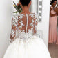 Ball Gown Long Sleeves Scoop Court Train Lace Wedding Dresses DEP0006107