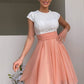 A-Line/Princess Jewel Sleeveless Lace Short/Mini Chiffon Homecoming Dresses DEP0004412