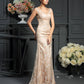 A-Line/Princess V-neck Lace Sleeveless Long Elastic Woven Satin Mother of the Bride Dresses DEP0007061