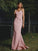Sheath/Column Stretch Crepe Ruched V-neck Sleeveless Floor-Length Bridesmaid Dresses DEP0004956