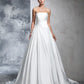 Ball Gown Strapless Ruched Sleeveless Long Satin Wedding Dresses DEP0006591