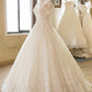 Ball Gown 1/2 Sleeves Off-the-Shoulder Floor-Length Applique Lace Tulle Wedding Dresses DEP0006322