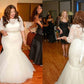 Trumpet/Mermaid Lace Tulle Off-the-Shoulder 1/2 Sleeves Sweep/Brush Train Wedding Dresses DEP0006239
