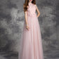 A-line/Princess Bateau Hand-Made Flower Sleeveless Long Net Dresses DEP0009231