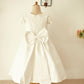 A-Line/Princess Lace Short Sleeves Scoop Bowknot Knee-Length Flower Girl Dresses DEP0007931