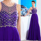 A-Line/Princess Sleeveless Chiffon Scoop Crystal Floor-Length Dresses DEP0002539