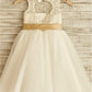 A-line/Princess Scoop Sleeveless Bowknot Knee-Length Tulle Flower Girl Dresses DEP0007495