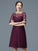 A-Line/Princess Bateau 1/2 Sleeves Knee-Length Lace Satin Bridesmaid Dresses DEP0005436