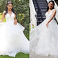 Ball Gown Organza Ruffles V-neck Sleeveless Floor-Length Wedding Dresses DEP0006656