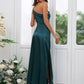 Sheath/Column Elastic Woven Satin Ruched One-Shoulder Sleeveless Floor-Length Bridesmaid Dresses DEP0004908