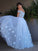 A-Line/Princess Tulle Applique Sleeveless Off-the-Shoulder Floor-Length Two Piece Dresses DEP0001635