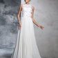 A-Line/Princess High Neck Pleats Sleeveless Long Chiffon Wedding Dresses DEP0006909