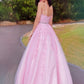 A-Line/Princess Tulle Applique Halter Sleeveless Floor-Length Dresses DEP0001607