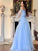 A-Line/Princess Off-the-Shoulder Beading Long Sleeves Floor-Length Tulle Dresses DEP0001652