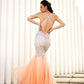 Trumpet/Mermaid V-neck Sleeveless Tulle Floor-Length Sequin Dresses DEP0001956