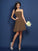 A-Line/Princess Strapless Hand-Made Flower Sleeveless Short Chiffon Bridesmaid Dresses DEP0005650