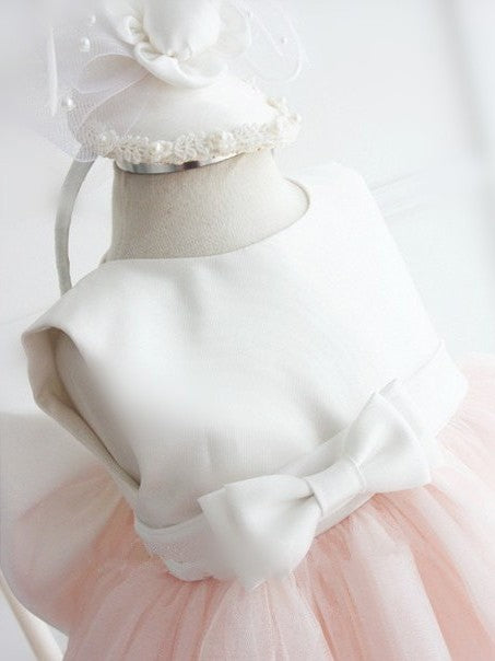 Ball Gown Jewel Sleeveless Bowknot Tea-Length Organza Dresses DEP0007602