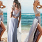 A-Line/Princess Jewel Sleeveless Satin Floor-Length Lace Two Piece Dresses DEP0002261