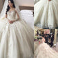 Ball Gown Scoop Cathedral Train Long Sleeves Lace Applique Tulle Wedding Dresses DEP0006377