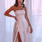 A-Line/Princess Satin Ruffles Strapless Sleeveless Sweep/Brush Train Wedding Dresses DEP0006459