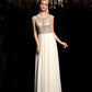 A-Line/Princess Sheer Neck Rhinestone Sleeveless Long Chiffon Dresses DEP0002931