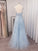 A-Line/Princess Sleeveless V-neck Applique Tulle Floor-Length Dresses DEP0004558