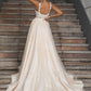 A-Line/Princess Tulle Applique Straps Sleeveless Court Train Wedding Dresses DEP0006403