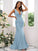 Trumpet/Mermaid Jersey Ruched V-neck Sleeveless Sweep/Brush Train Bridesmaid Dresses DEP0004902