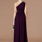 A-Line/Princess One-Shoulder Sleeveless Ruched Floor-Length Chiffon Bridesmaid Dresses DEP0005235