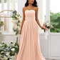 A-Line/Princess Chiffon Ruffles Strapless Sleeveless Floor-Length Bridesmaid Dresses DEP0004948