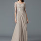 A-Line/Princess 1/2 Sleeves Scoop Applique Chiffon Floor-Length Mother of the Bride Dresses DEP0007072