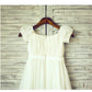 A-line/Princess Square Short Sleeves Ruched Tea-Length Chiffon Flower Girl Dresses DEP0007675